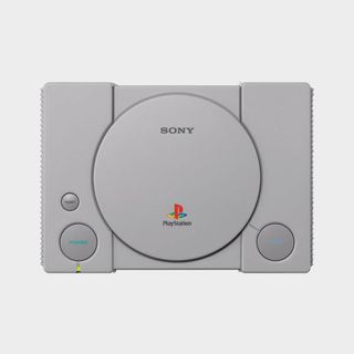 PlayStation Classic console with grey backdrop