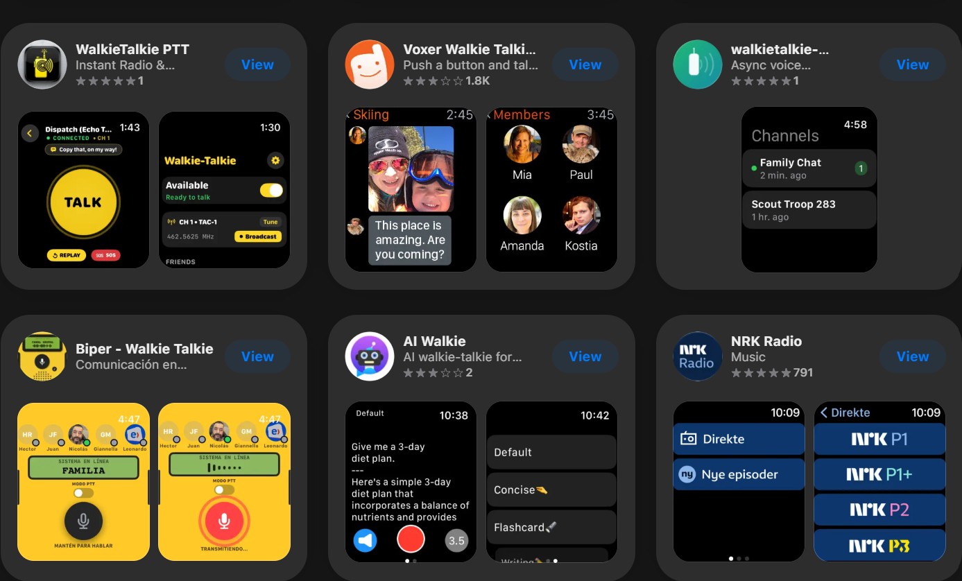 Walkie Talkie apps.