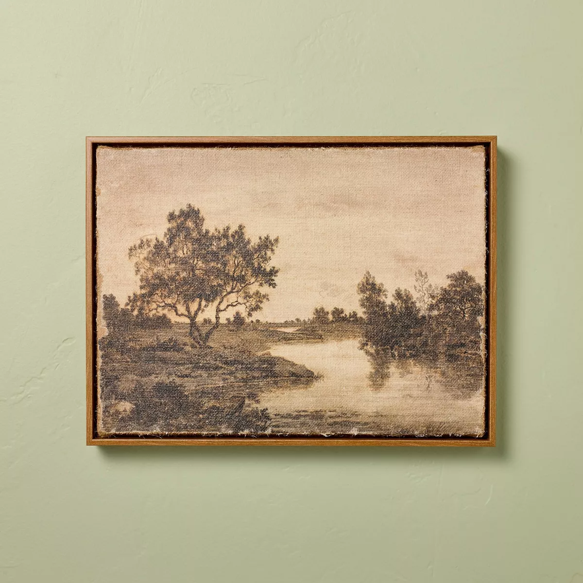 12u0026#34;x16u0026#34; Horizontal Landscape Lake Burlap Framed Wall Art - Hearth U0026#38; Handu0026#8482; With Magnolia