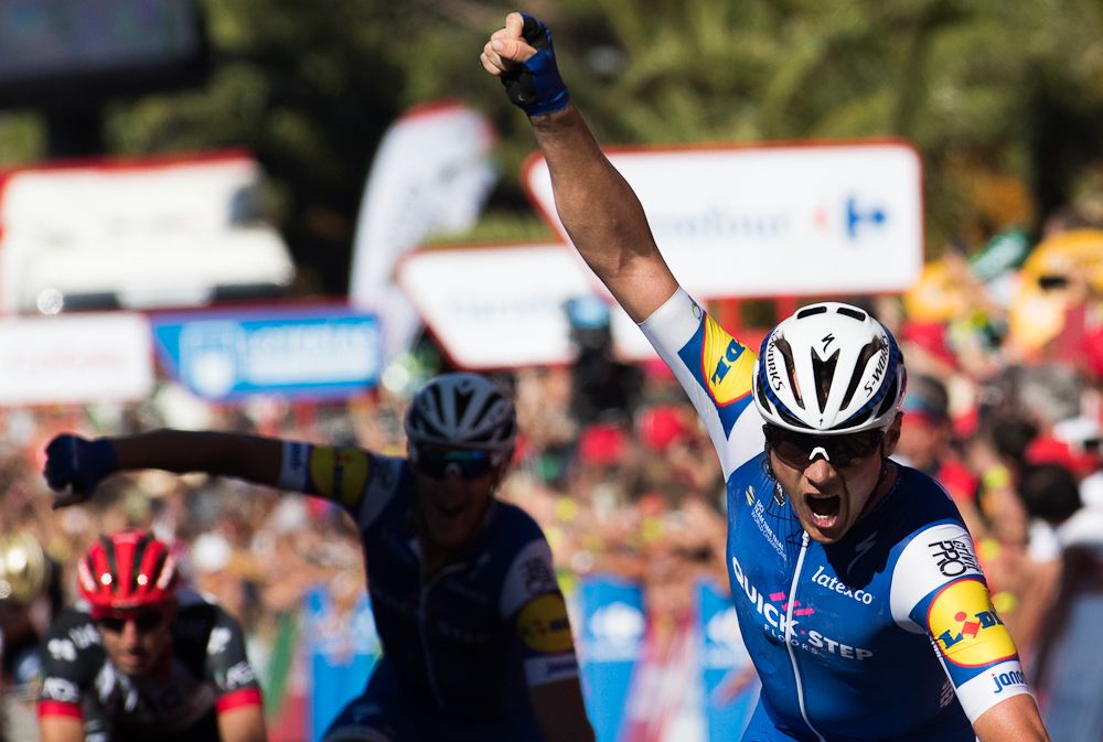Yaves Lampaert wins stage 2 of the Vuelta a Espana ahead of teamamte Matteo Trentin