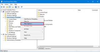 Group Policy Editor filter options