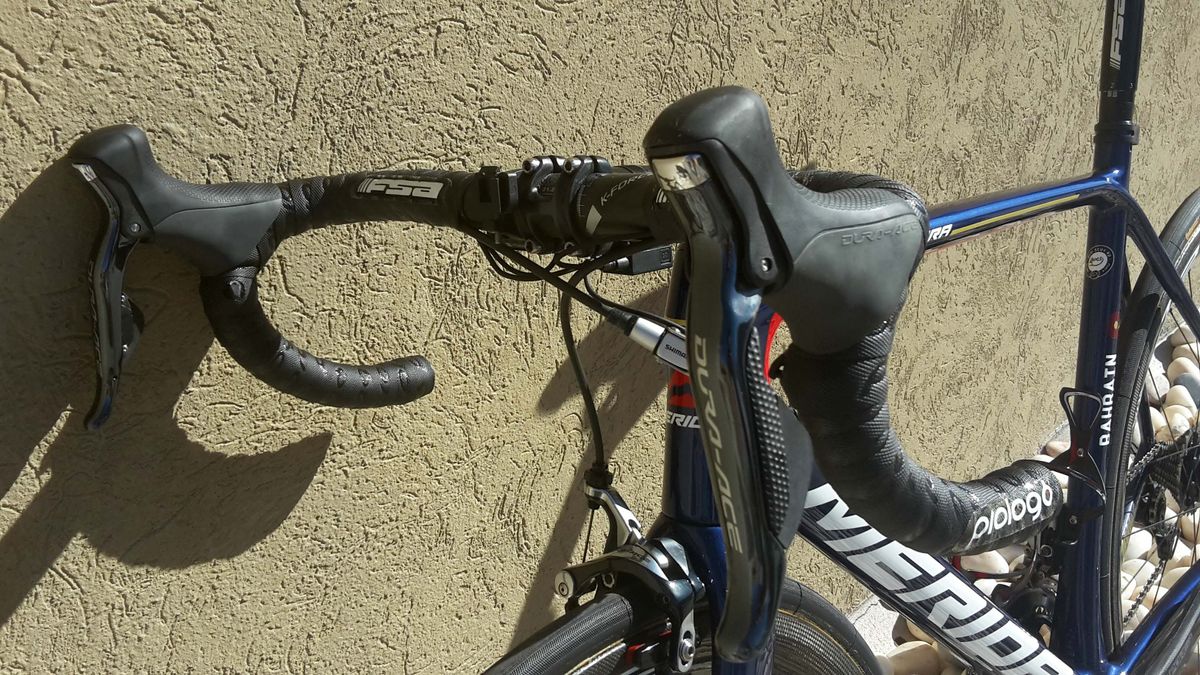 The bike is fitted with Dura-Ace Di2 groupset