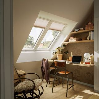 small home office with roof windows