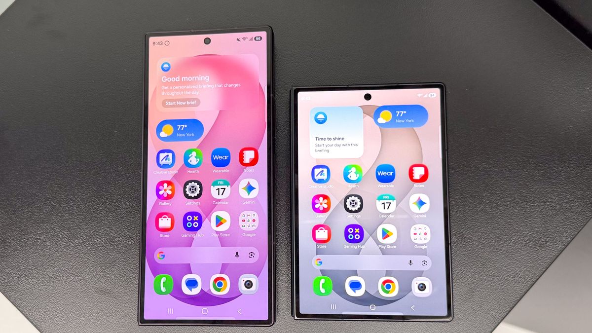 Galaxy Z Fold 8 and Z Fold 8 Ultra shown side to side.