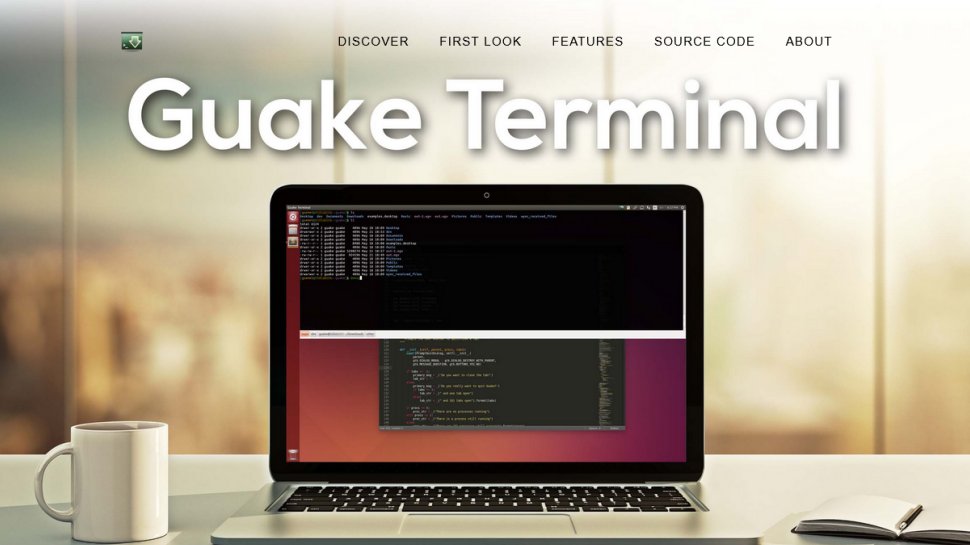 Guake Terminal website screenshot (December 2025).