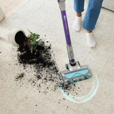 Shark PowerDetect on clean carpet ,cleaning up a fallen plant pot