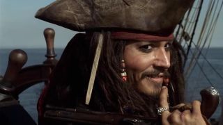 Johnny Depp as Jack Sparrow in Pirates of the Caribbean Curse of the Black Pearl