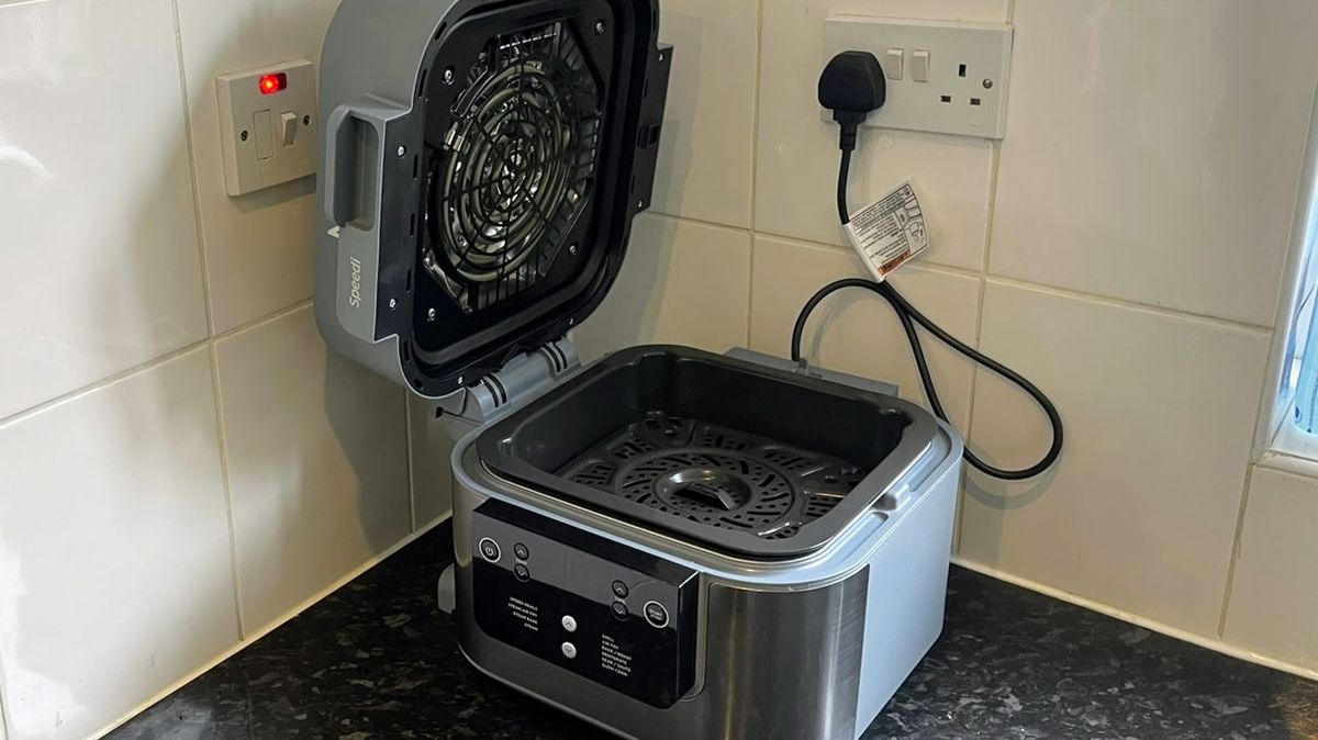 Ninja SF301 Speedi Rapid Cooker &amp; Air Fryer being tested in writer's home