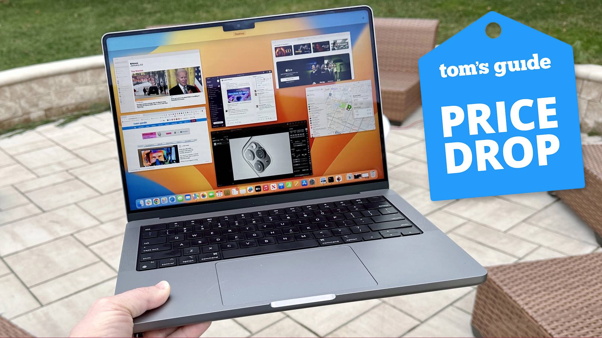 Apple MacBook Pro 2023 con una etiqueta de oferta de Tom's Guide