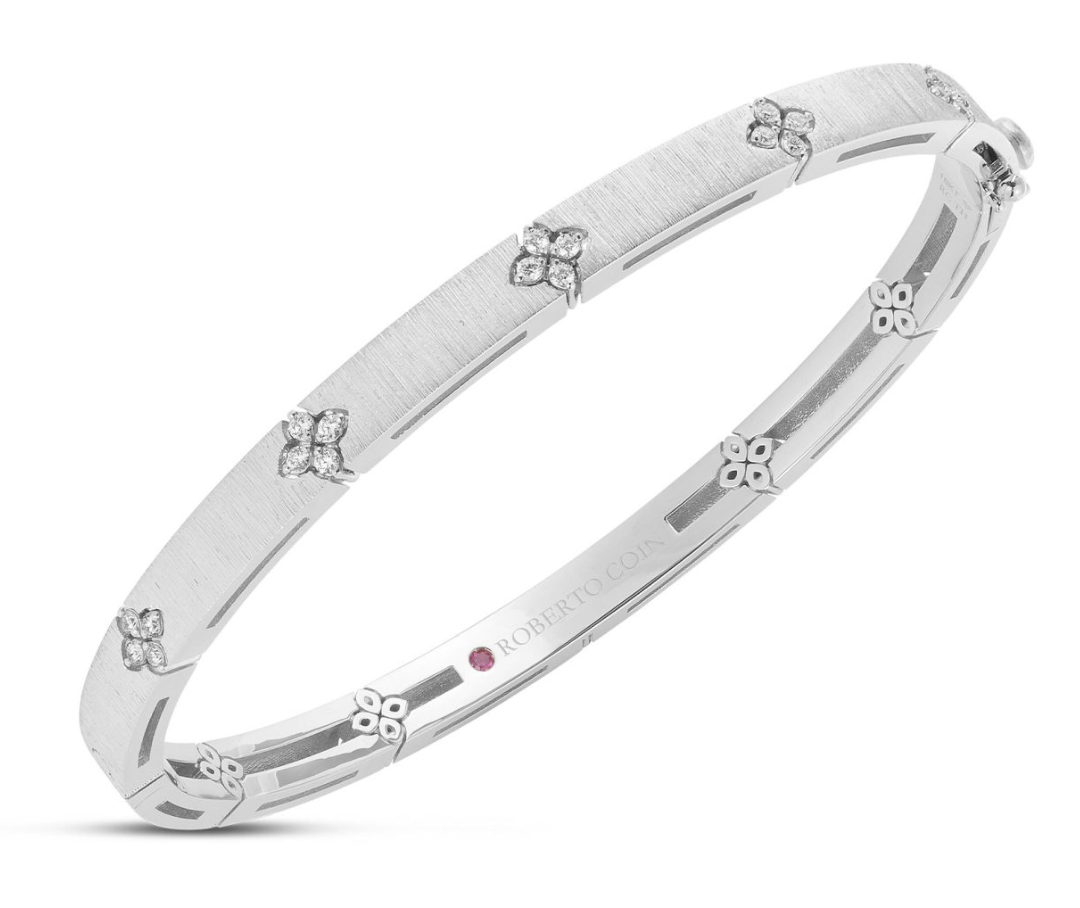 Roberto Coin, 18k White Gold Love In Verona Narrow Width Bangle