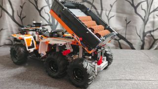 Lego Technic All-Terrain Vehicle 42139 - Finished build shown from the back.
