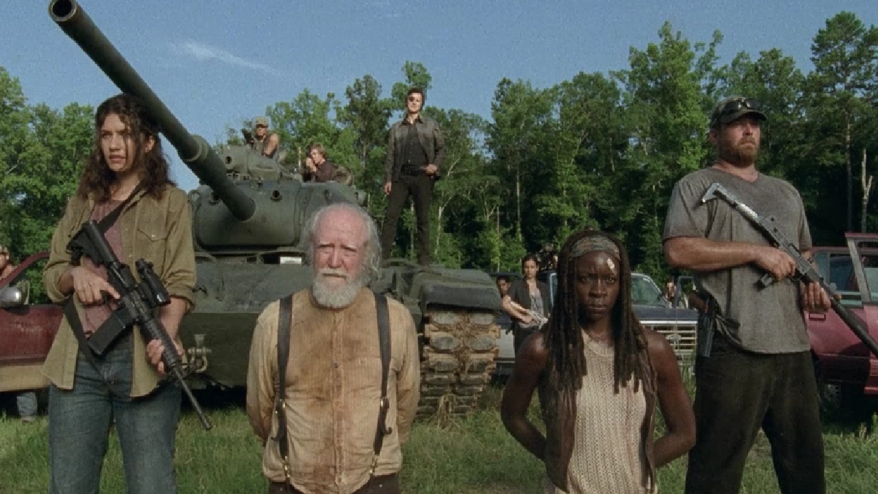 Hershel and Michonne being held captive in The Walking Dead.