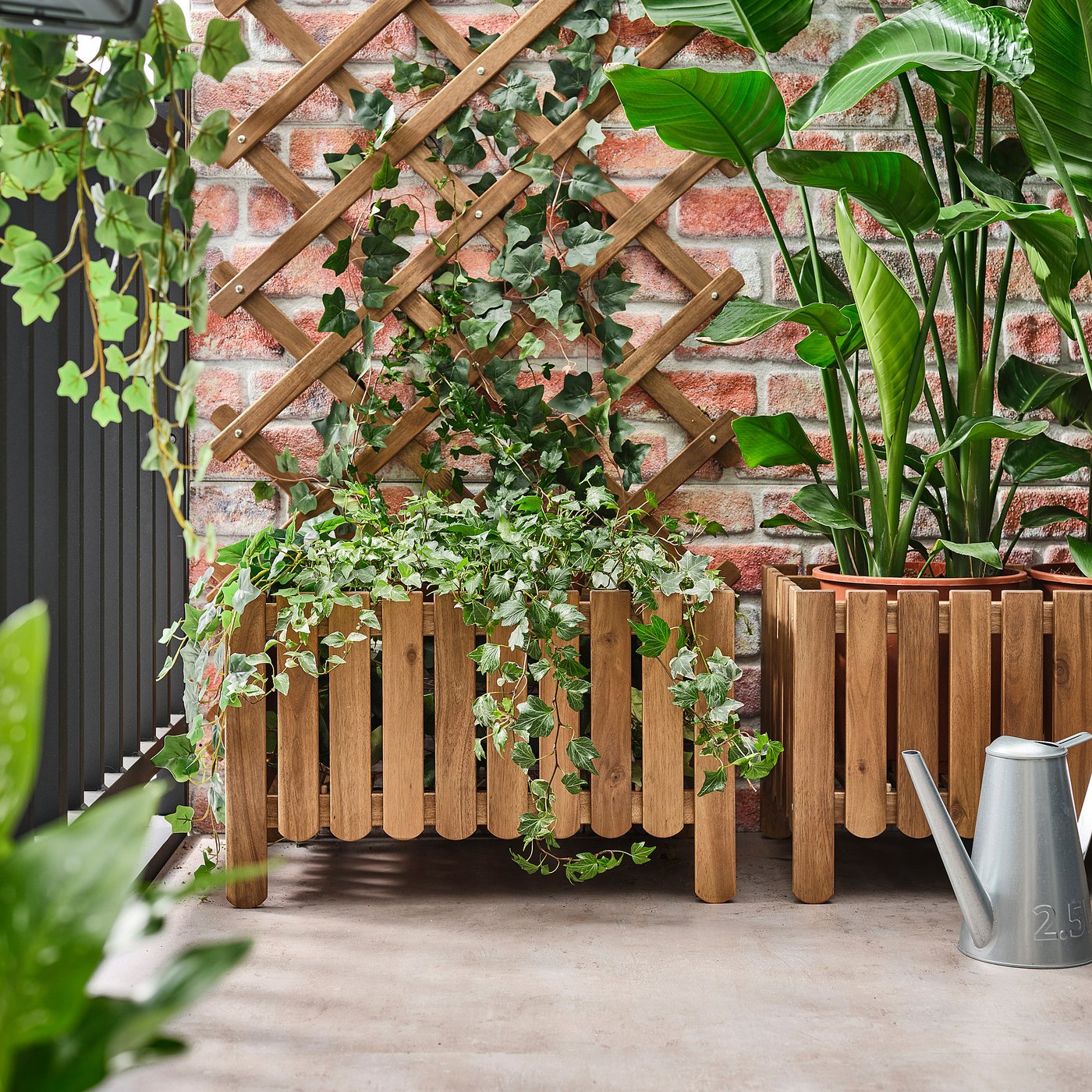 Askholmen Flower Box With Trellis, Outdoor - Dark-Brown