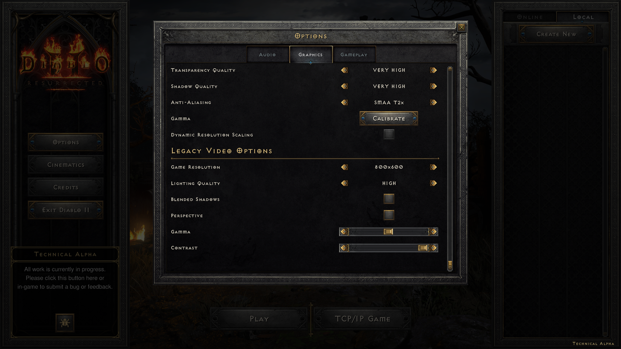 Graphics options - Diablo 2