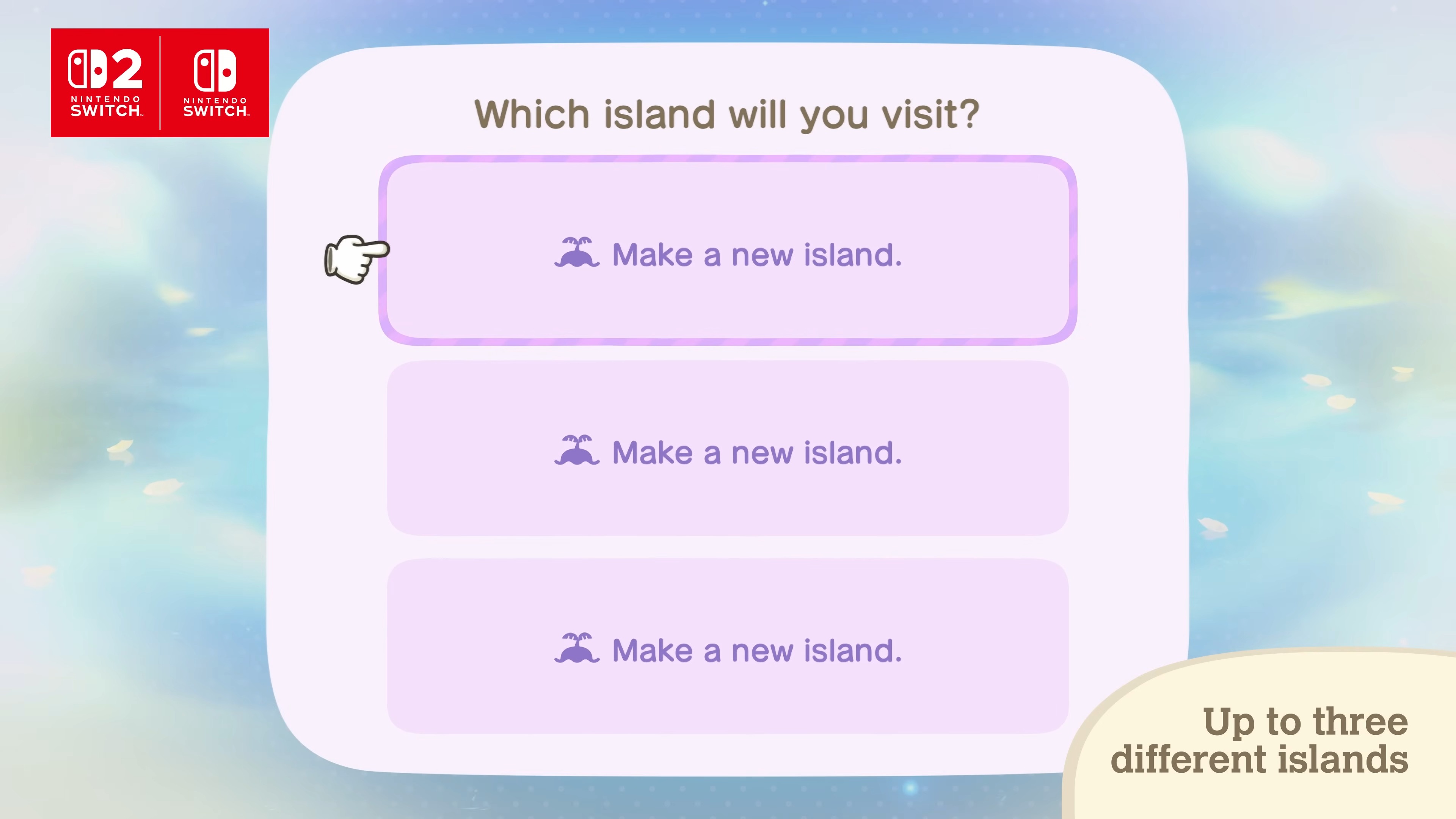 The option to add three new Slumber Islands to create in Animal Crossing: New Horizons