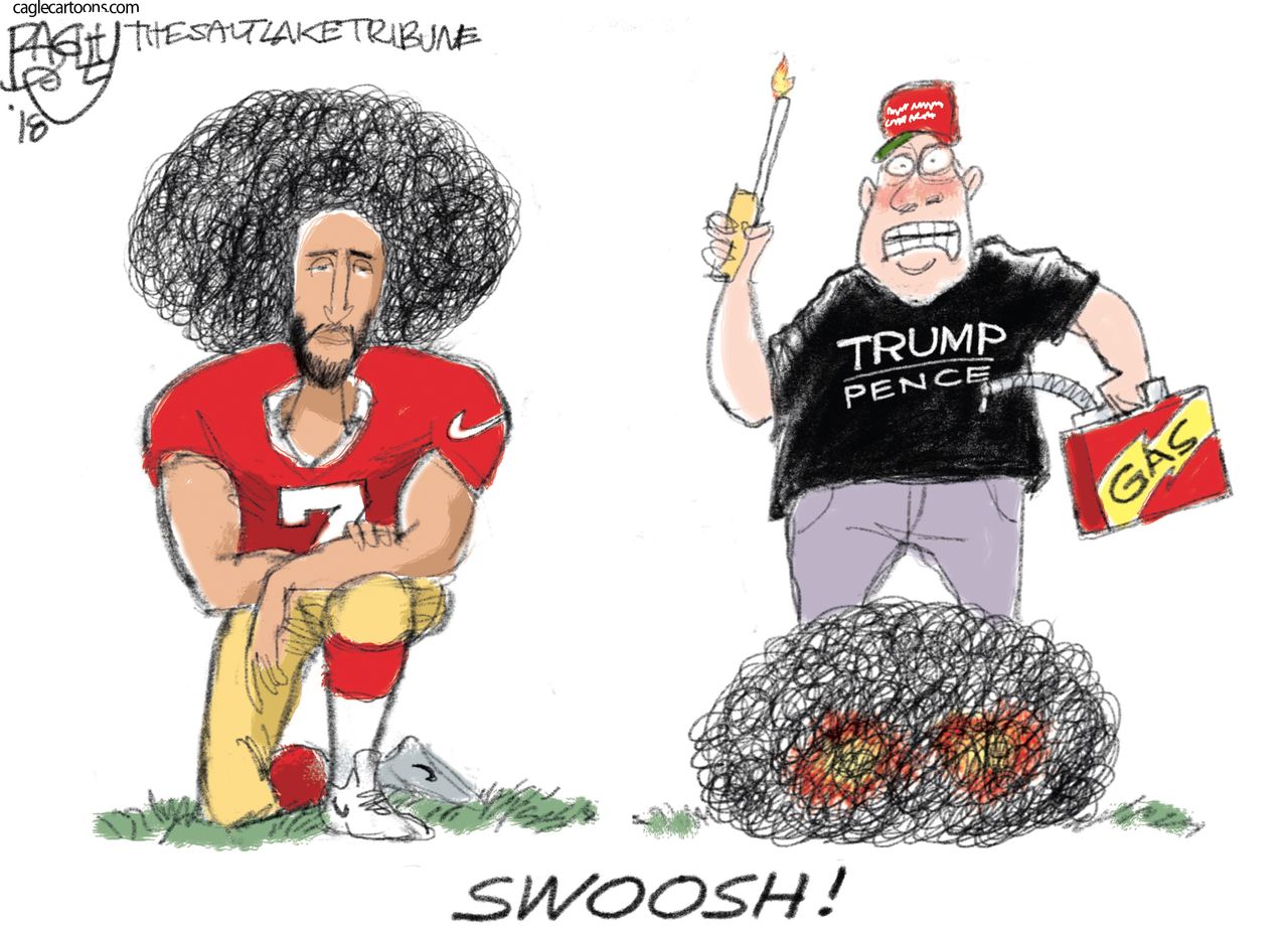 Political cartoon U.S. MAGA Trump Colin Kaepernick Nike