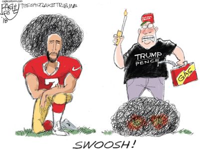 Political cartoon U.S. MAGA Trump Colin Kaepernick Nike