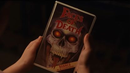 The original VHS cover of Faces of Death in the trailer for the reboot