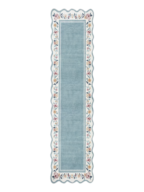 Scalloped Floral Runner Rug, 2' x 6' 