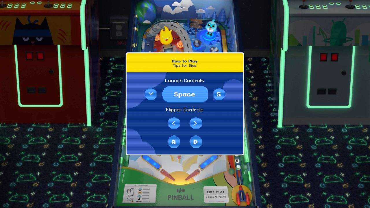 Google I/O Pinball controls