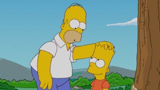 Homer patting Bart's head in The Simpsons