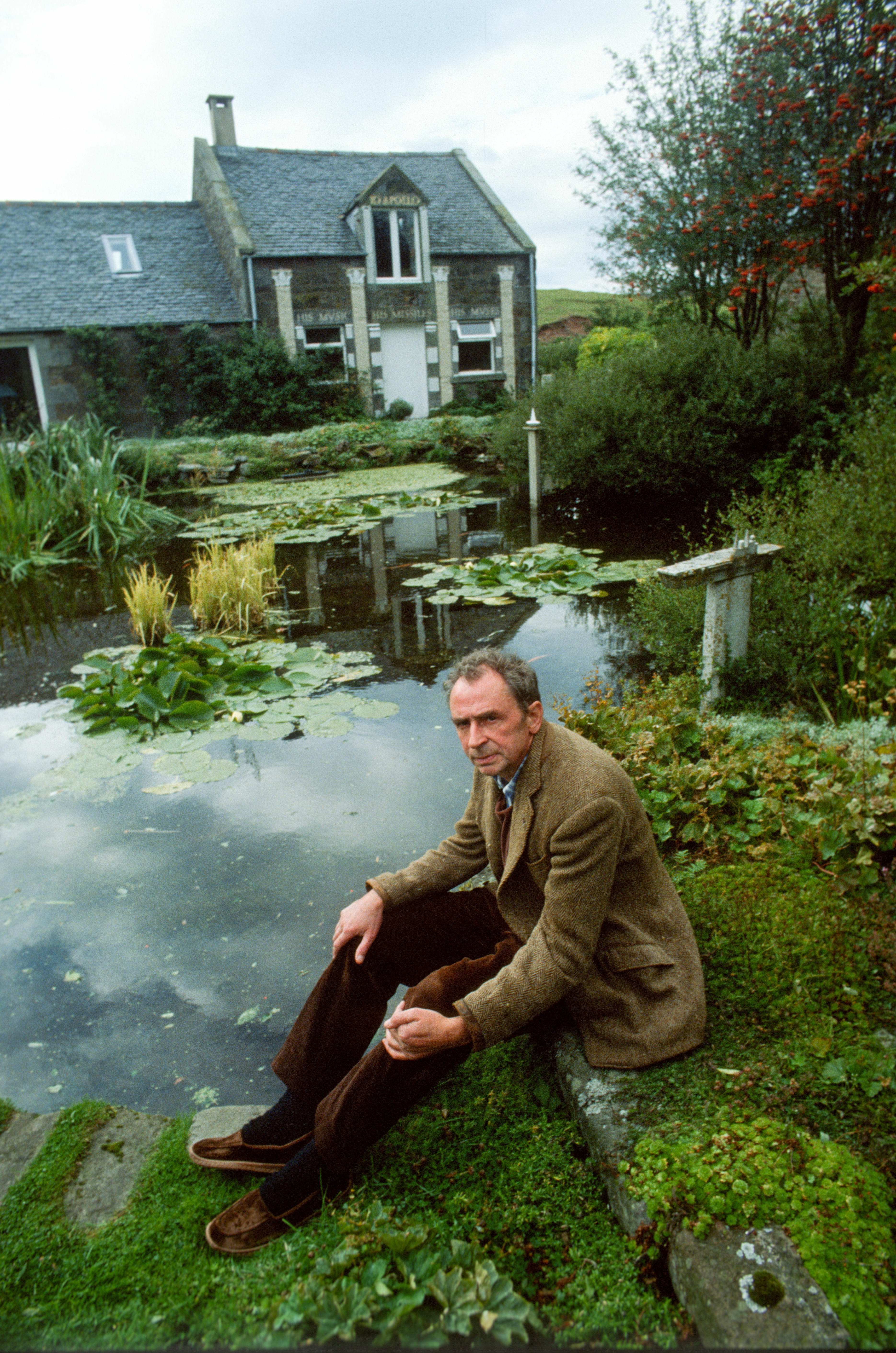 Sculptor Ian Hamilton Finlay at his home in Little Sparta
