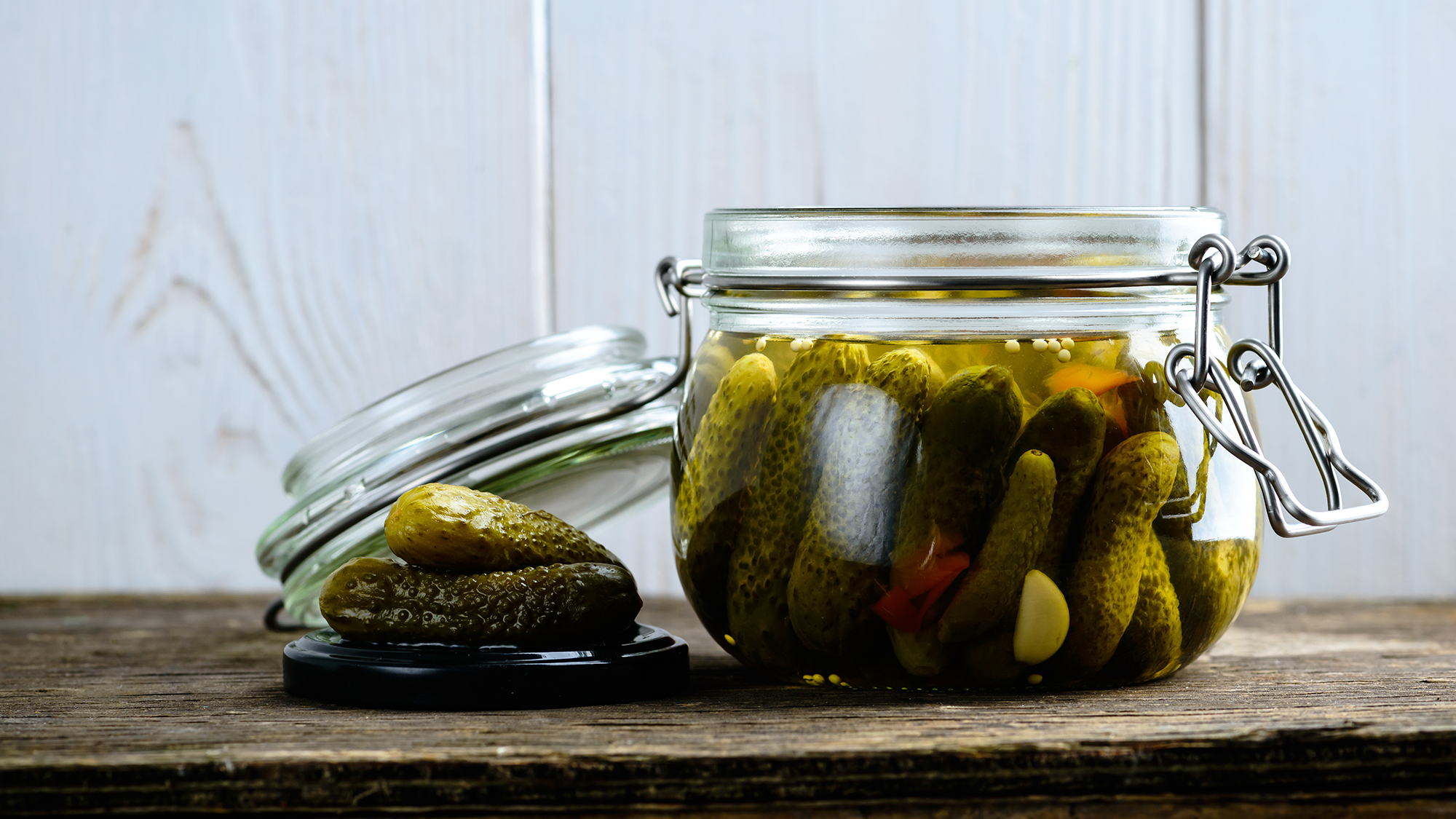 Preserved cucumbers pickled in vinegar
