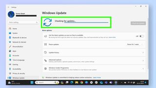 Screenshot demonstrating the steps required to update Windows 11 - Windows will check for updates