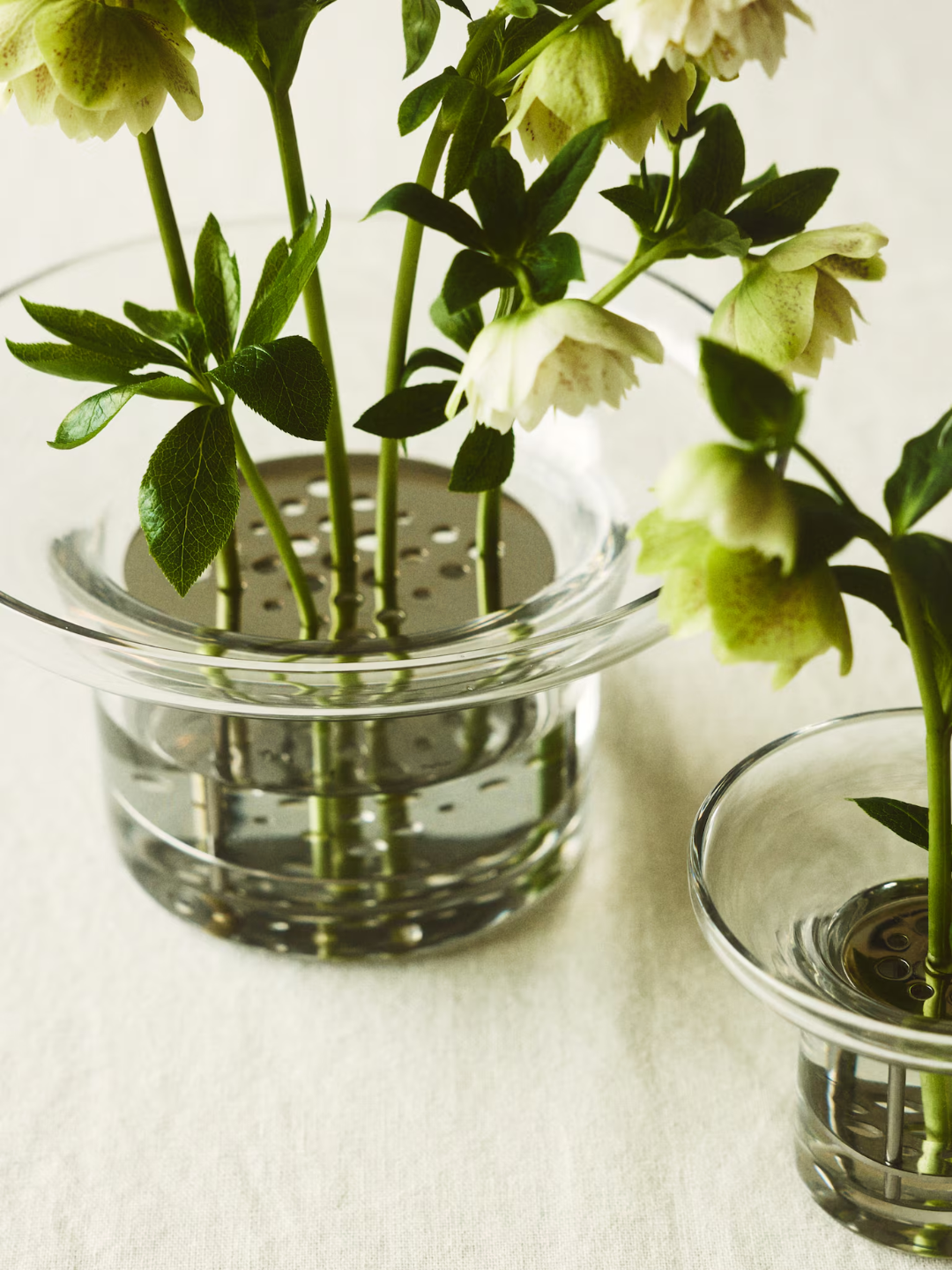 A glass and steel ikebana vase