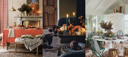 Three examples of fall table decor.