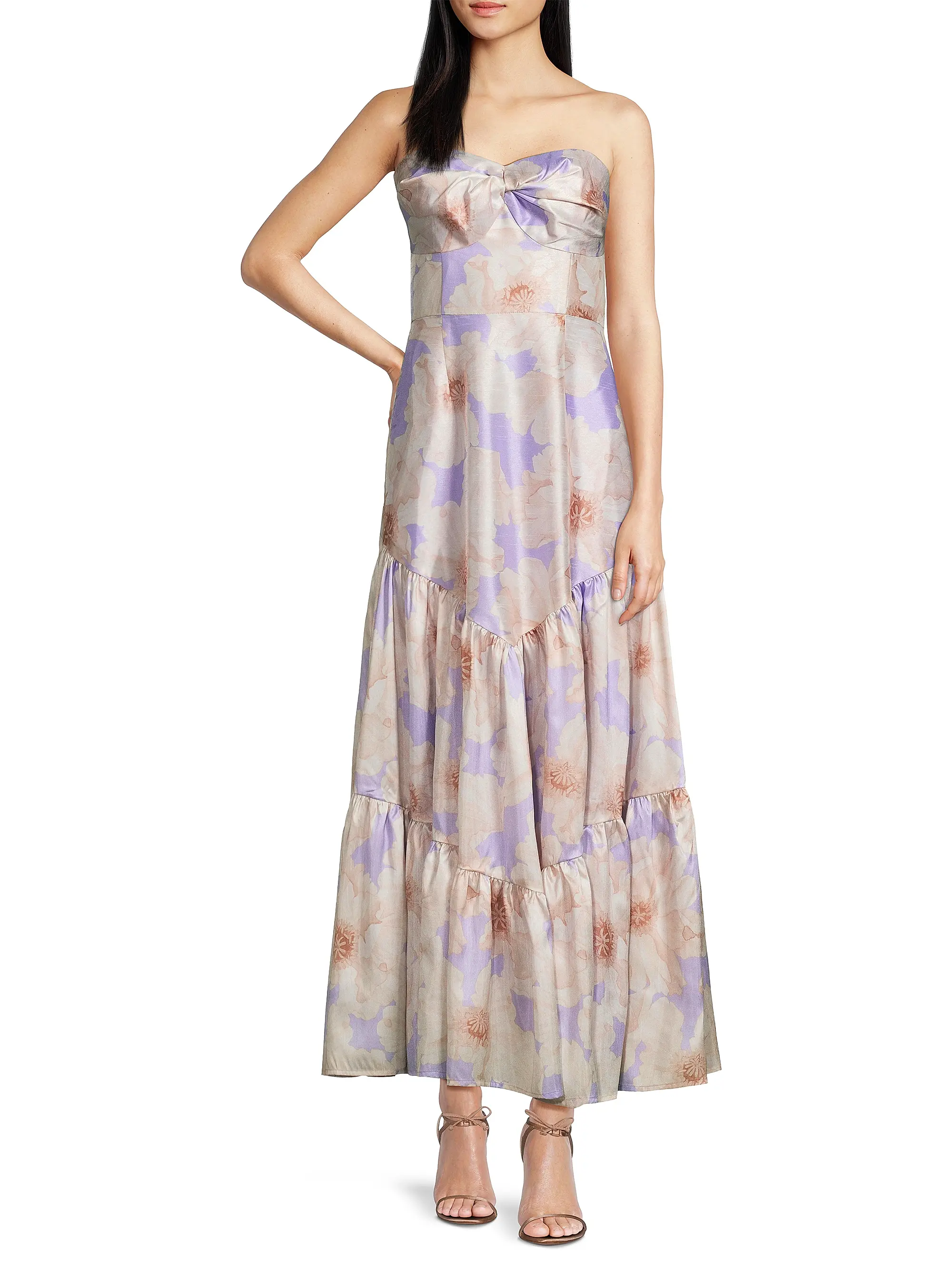 Rosewood Floral Strapless Gown