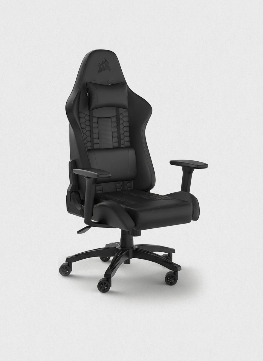 A Corsair TC100 Leatherette gaming chair in black