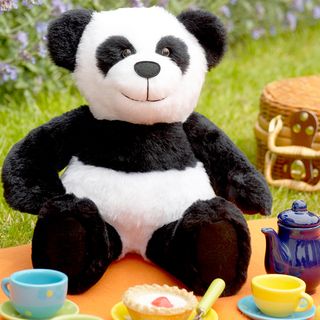 garden games with black and white teddy bear and tea sets