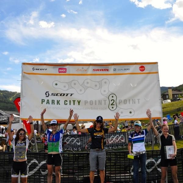 Elite women's podium at the Park City Point 2 Point