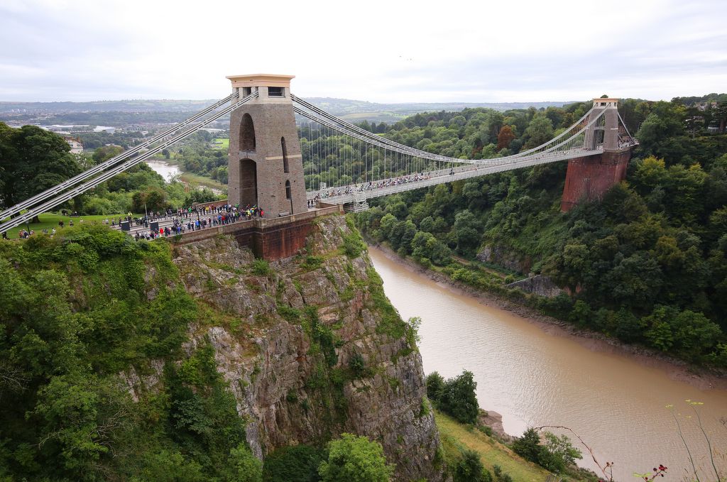 The peloton went over the Clifton Suspension Bridge during today's stage