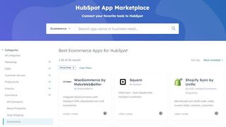 screenshot of hubspot's ecommerce tools