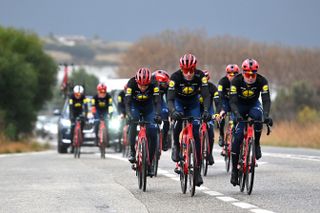 CALPE, SPAIN - JANUARY 11: (L-R) Carlos Verona of Spain and Andrea Bagioli of Italy and Team Lidl - Trek during the Team Lidl-Trek 2024 - Training Camp on January 11, 2024 in Calpe, Spain. (Photo by Luc Claessen/Getty Images)