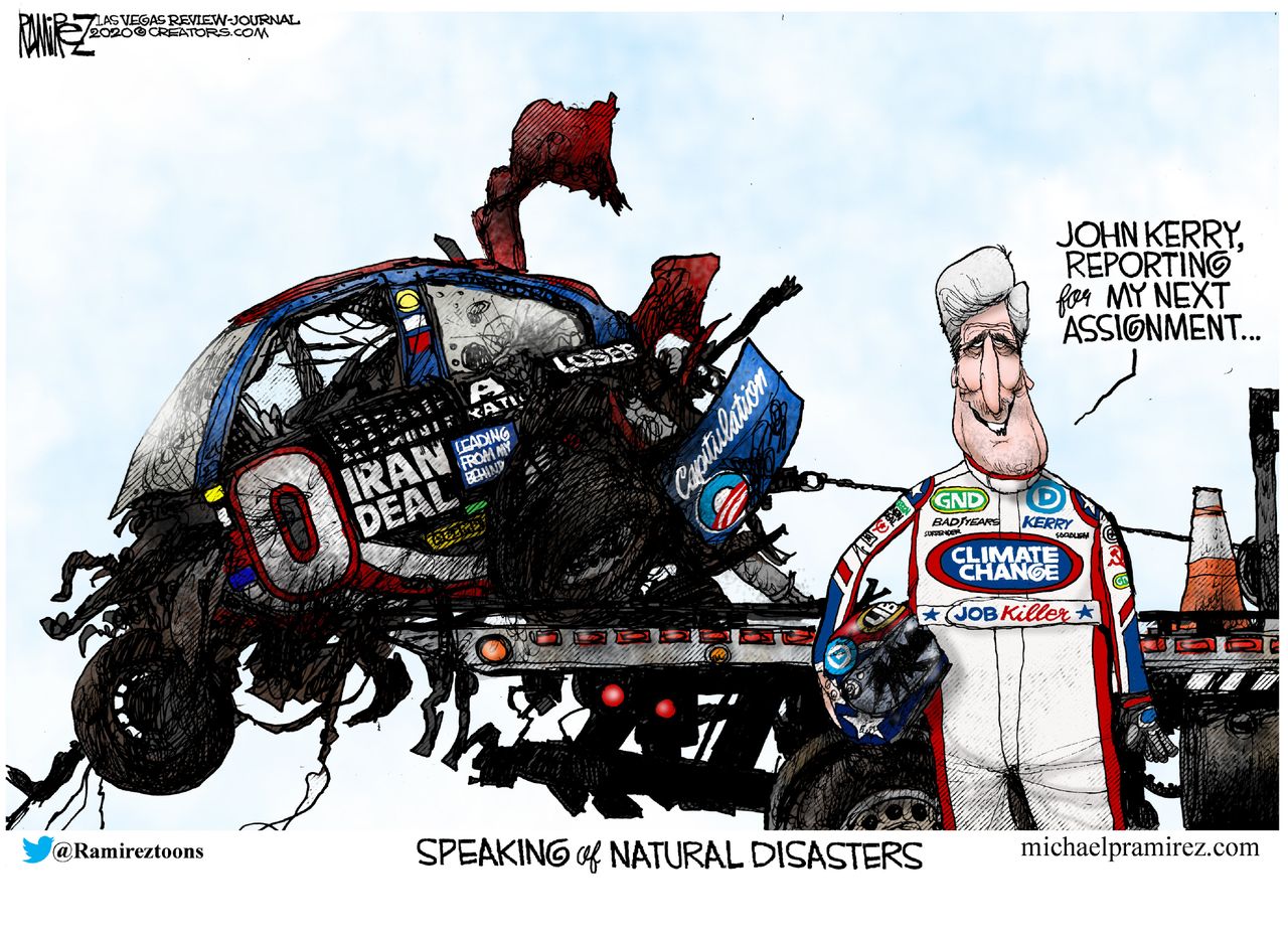 Political Cartoon U.S. John Kerry Iran Climate czar Biden