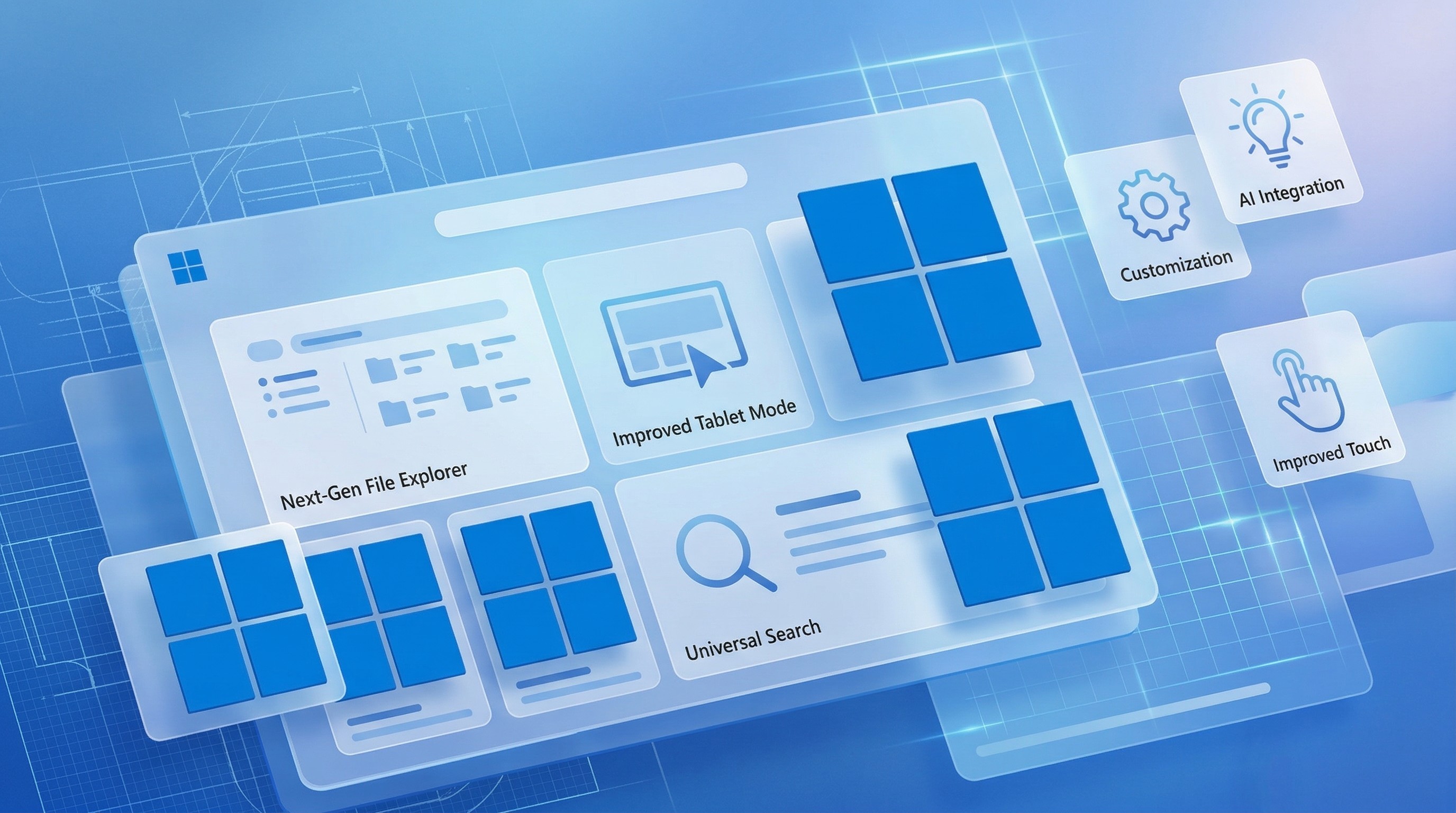 Collage of new features that we wish would happen in a "Windows 12" OS.