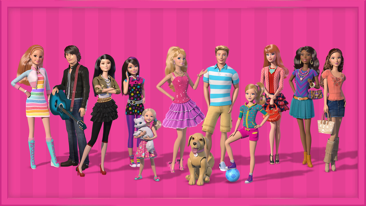 A screenshot of the main characters in Barbie: Life in the Dreamhouse on Netflix