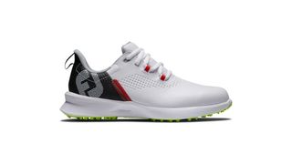FootJoy Fuel Junior Golf Shoe and its sporty profile resting on a white background