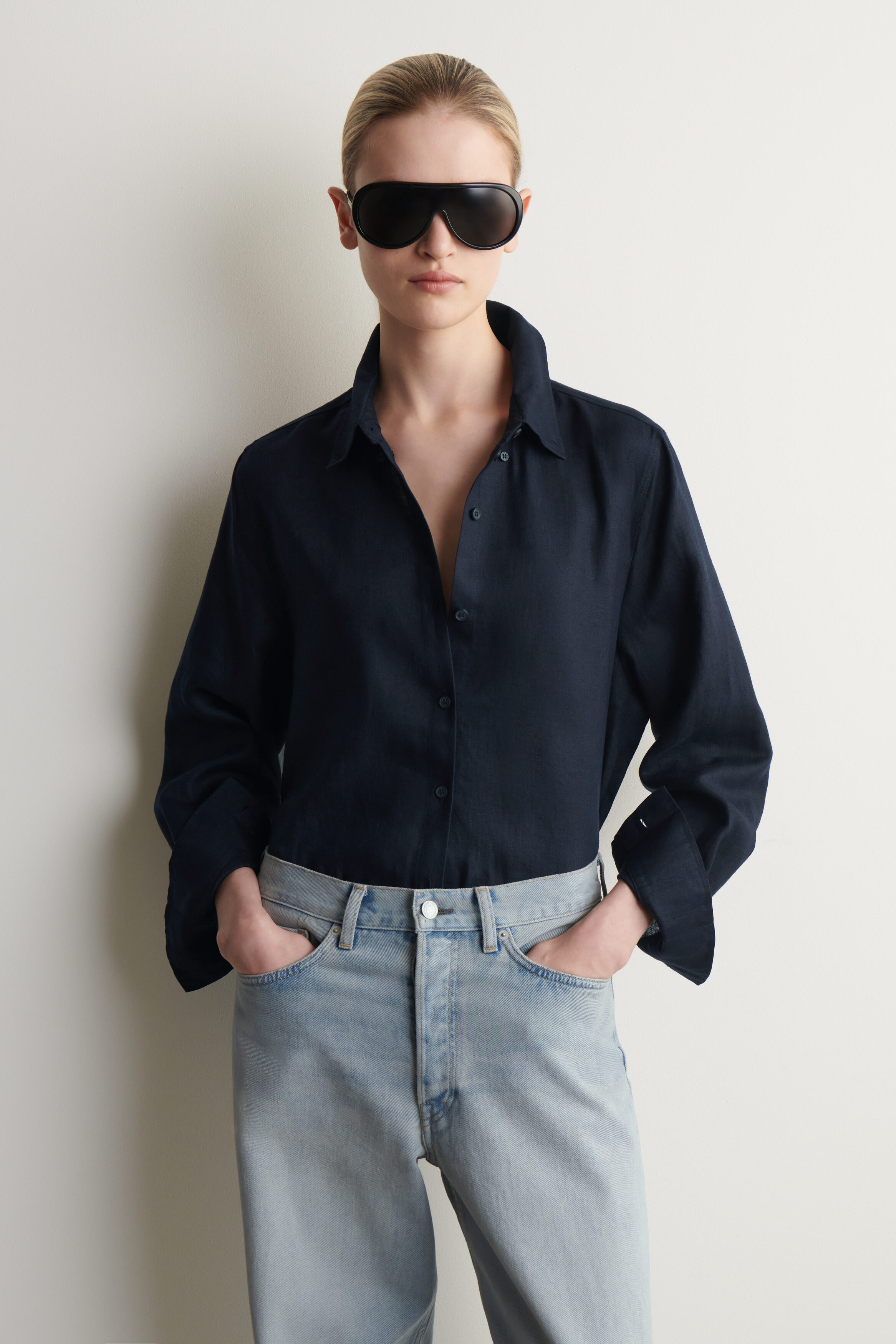 Button-Down Collar Linen Shirt