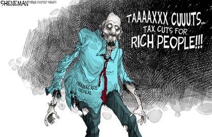 Political cartoon U.S. GOP tax cuts wealthy