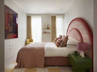 muted pink bedroom by Owl Design