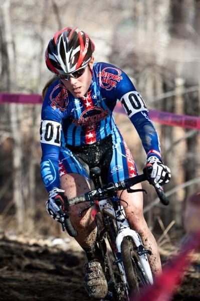 Katie Compton (Planet Bike) rode by herself right from the start.