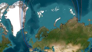 A map showing the path of totality for the total solar eclipse in 2026.