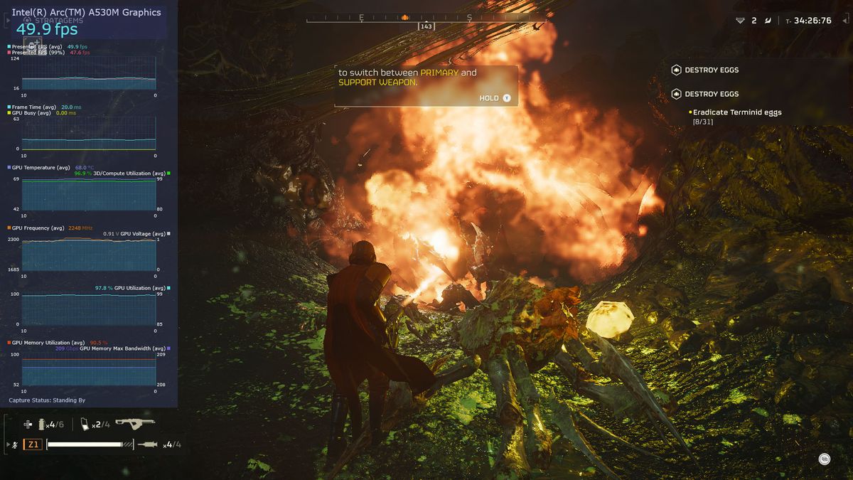 Lenovo LOQ 15IAX9I running Helldivers 2