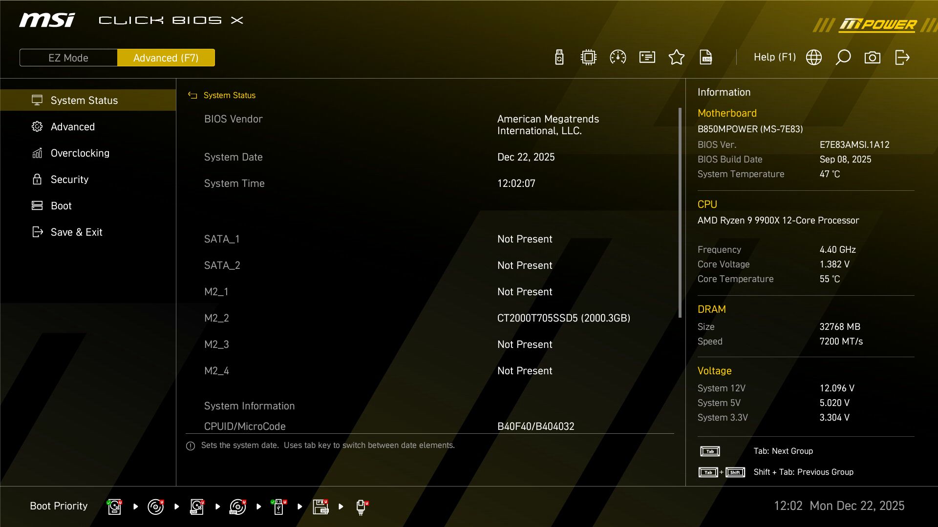 MSI B850 MPower - BIOS images