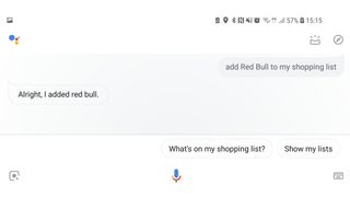 Google Assistant shopping list