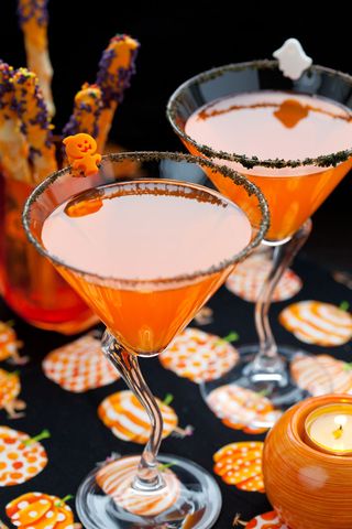 Halloween party with drinks and decorations